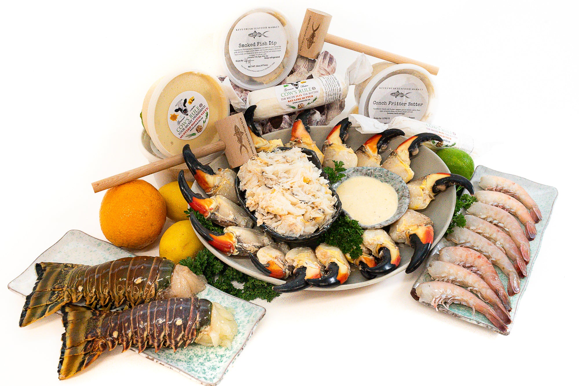 Keys Seafood Celebration Pack for 6 People - Large Stone Crab Claws, Lobster Tails & More