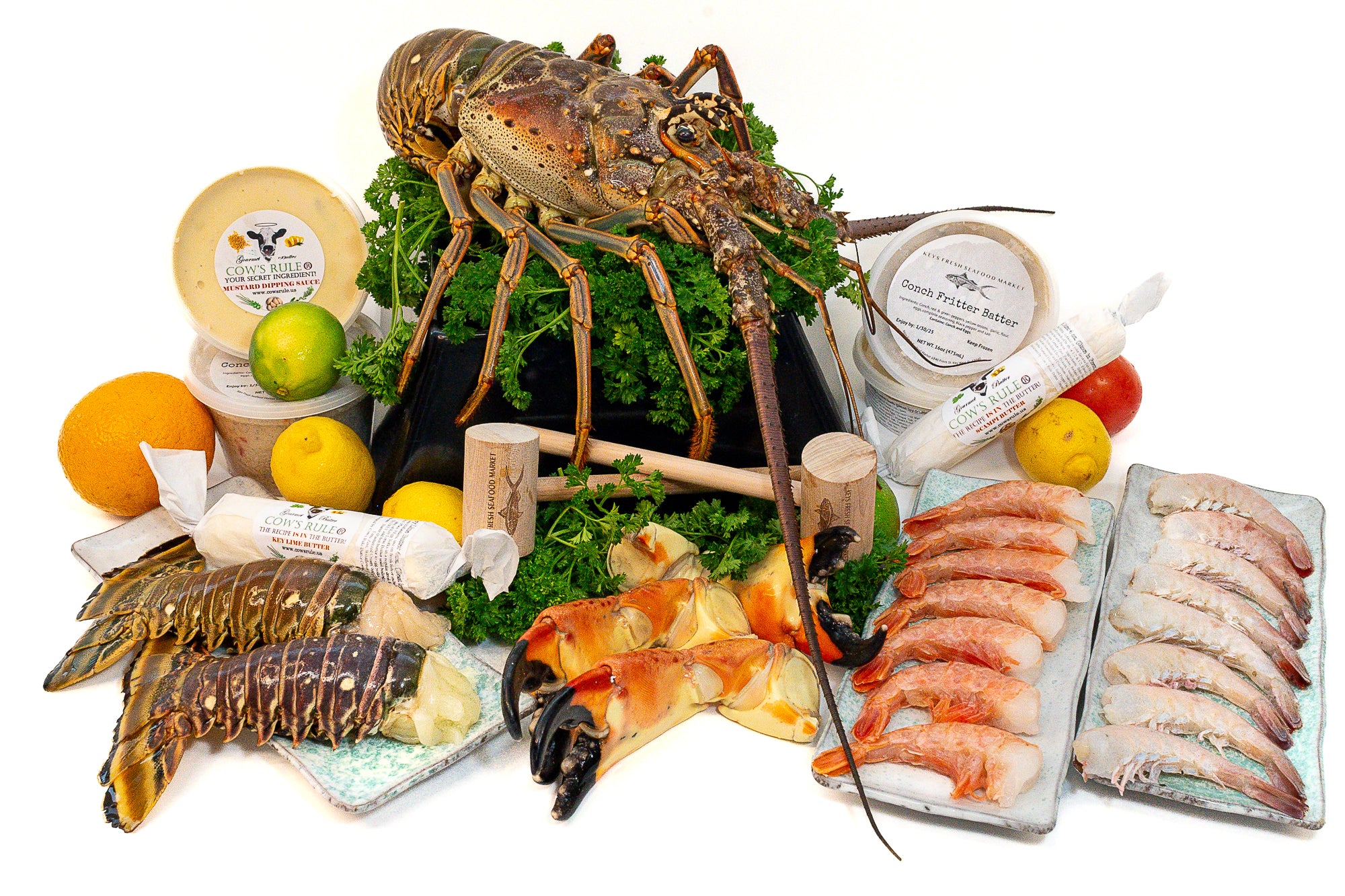 Keys Seafood Celebration Pack for 6 People - Jumbo Stone Crab Claws, Lobster Tails & More